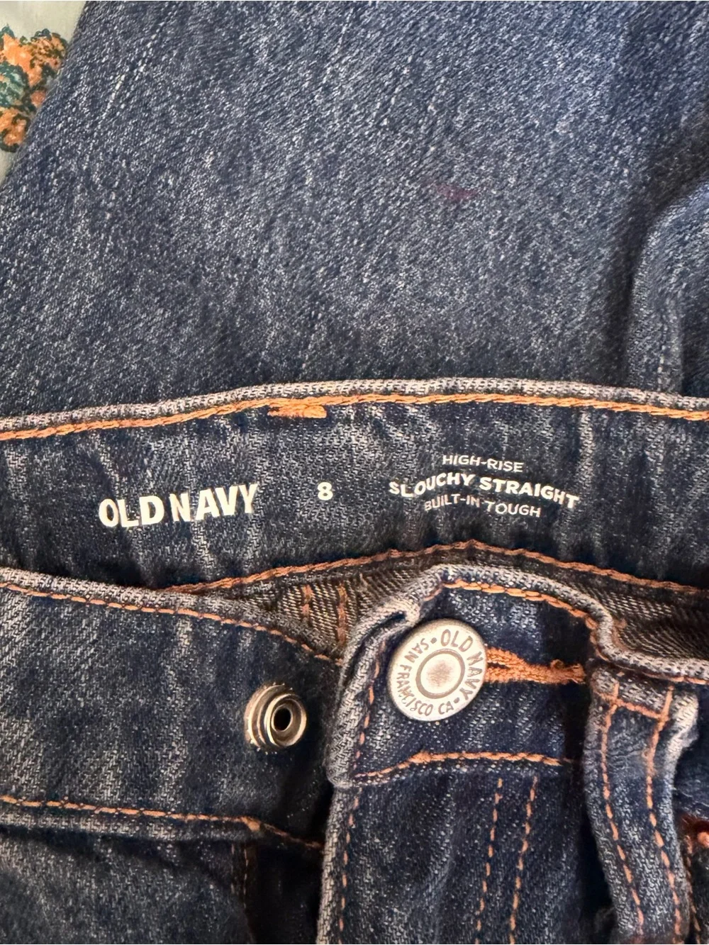 Old Navy Blue‎ Denim with Orange Topstitching